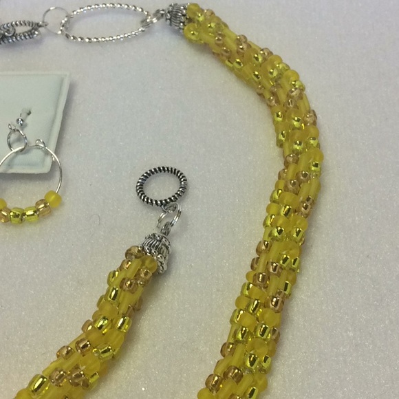 FINAL SALE PRICE Sparkling Matte, Shiny Yellow 3 Piece Jewelry Set - Picture 3 of 5